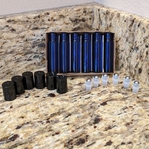 10ml Blue Glass Roller Ball Bottles - Set of 6